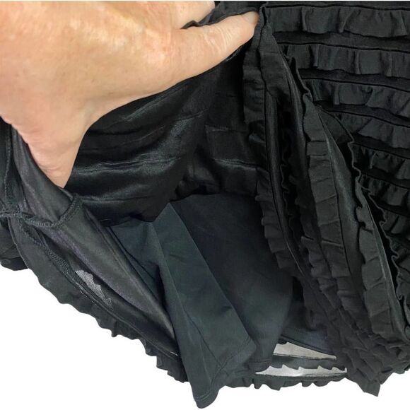 Ronni Nicole Black Scoop Neck Fringed Layered Dress Size 8 - Picture 8 of 9